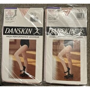 2 Danskin Ultra Shimmery Footed Tights Theat Pink Girl Large Styl 331 Dance Wear